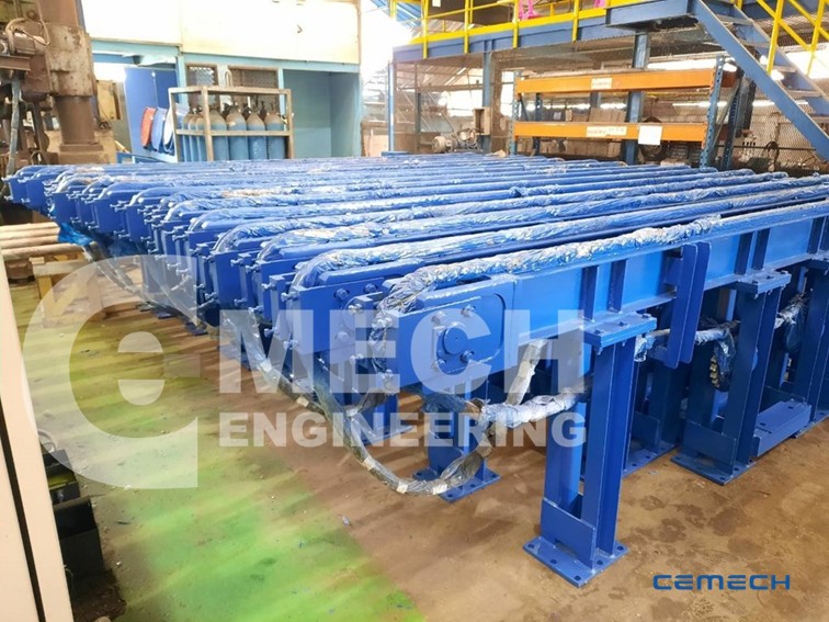 งานวางระบบรางเพื่อส่งเหล็กแท่ง Billet Chain Conveyor